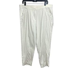J Jill Women's Size 18 Cream 100% Cotton Roll Up Hem Pants Casual Lightweight